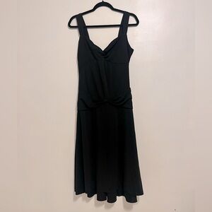 Bisou Bisou Black Sleeveless V-Neck Double Knot Midi Sundress Size 14